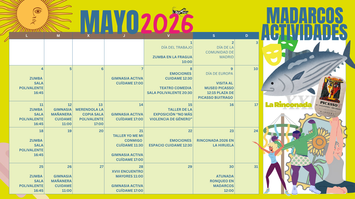 CALENDARIO MADARCOS MAYO 26