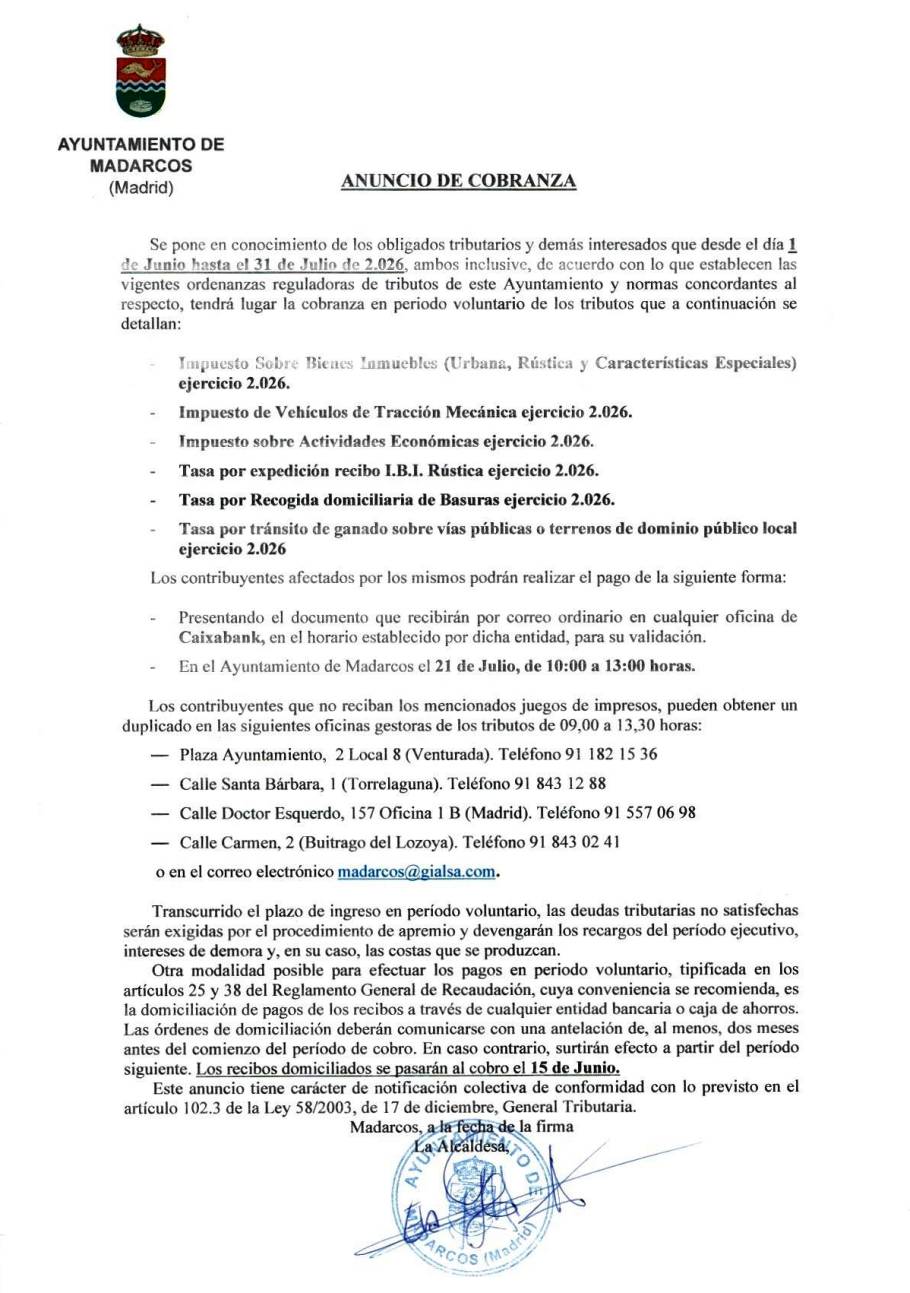 ANUNCIO DE COBRANZA 2026