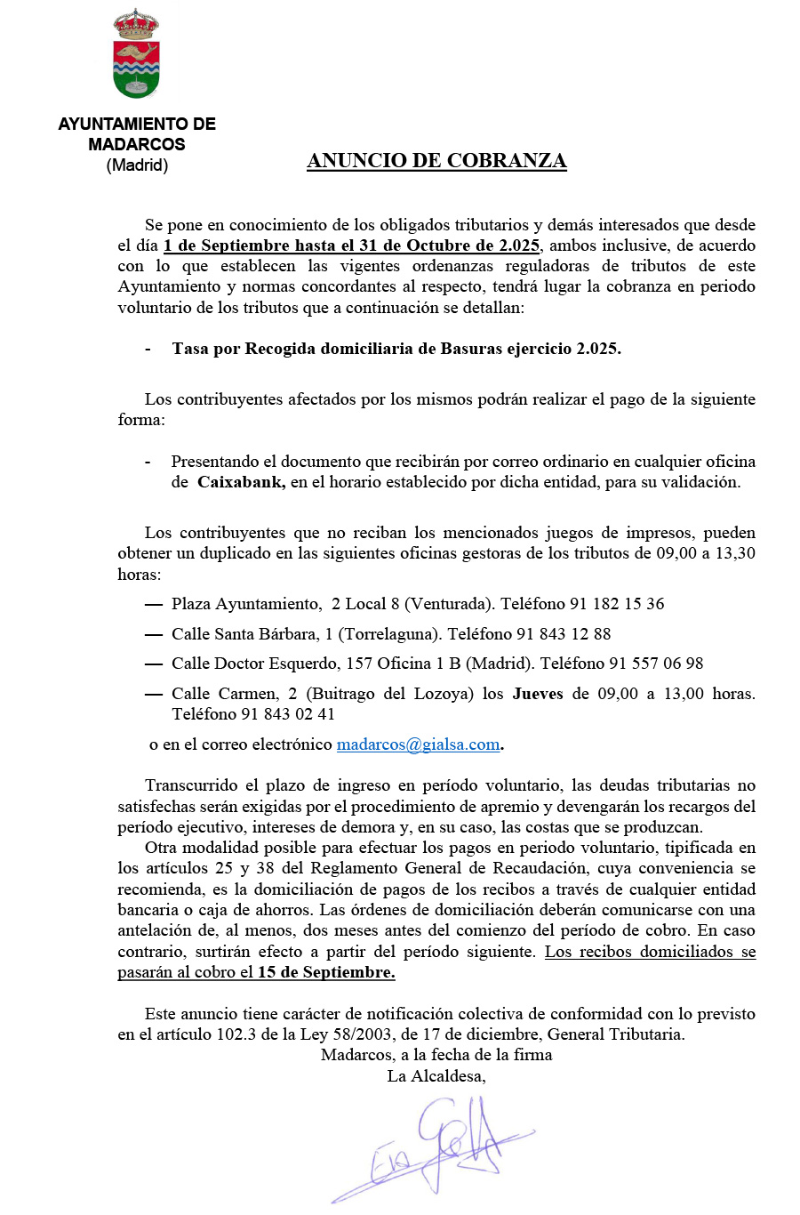 ANUNCIO DE COBRANZA TASA BASURA firmado