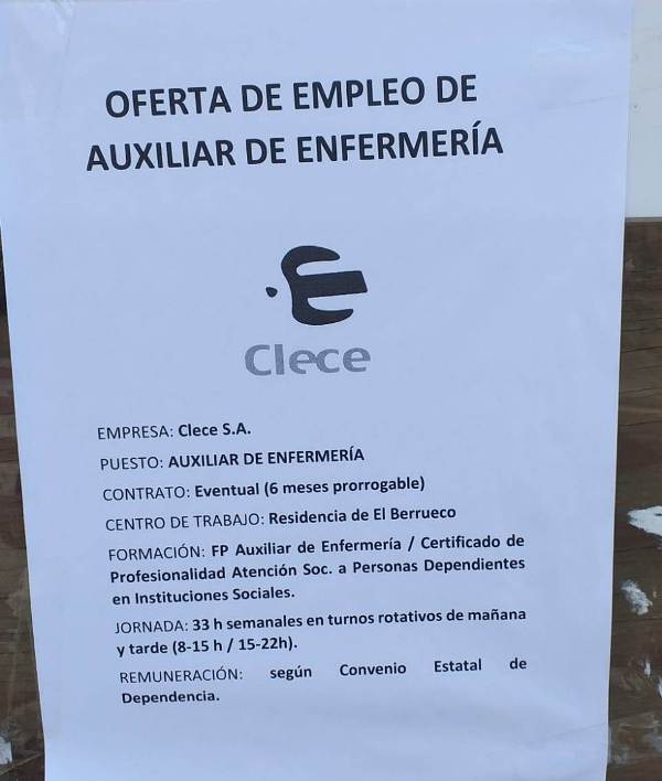 OFERTA EMPLEO EL BERRUECO