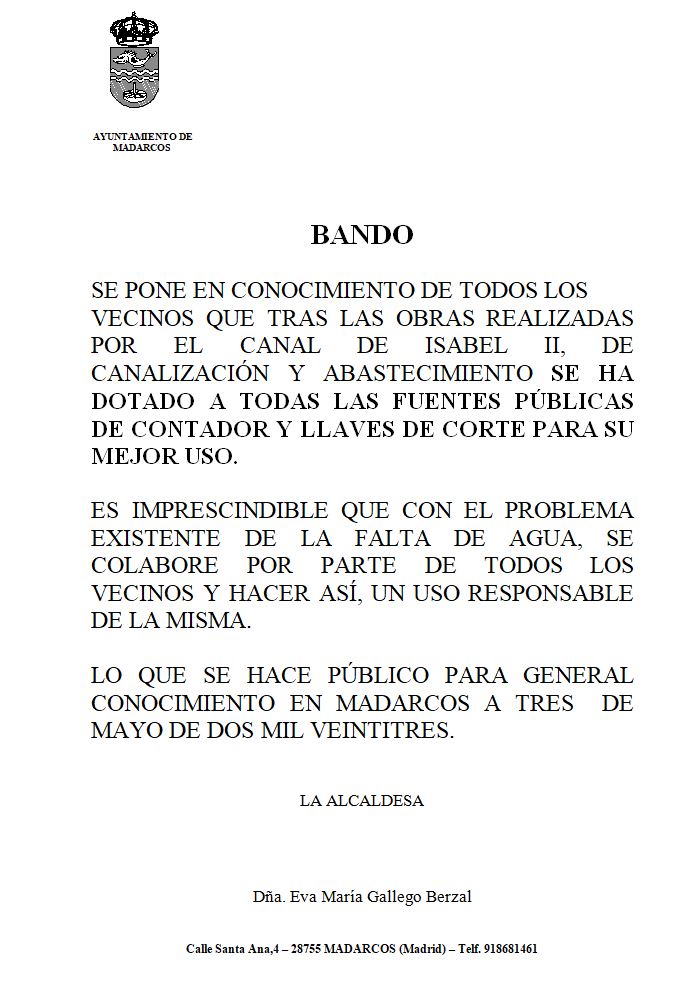 Bando contador y llaves de corte Fuentes publicas