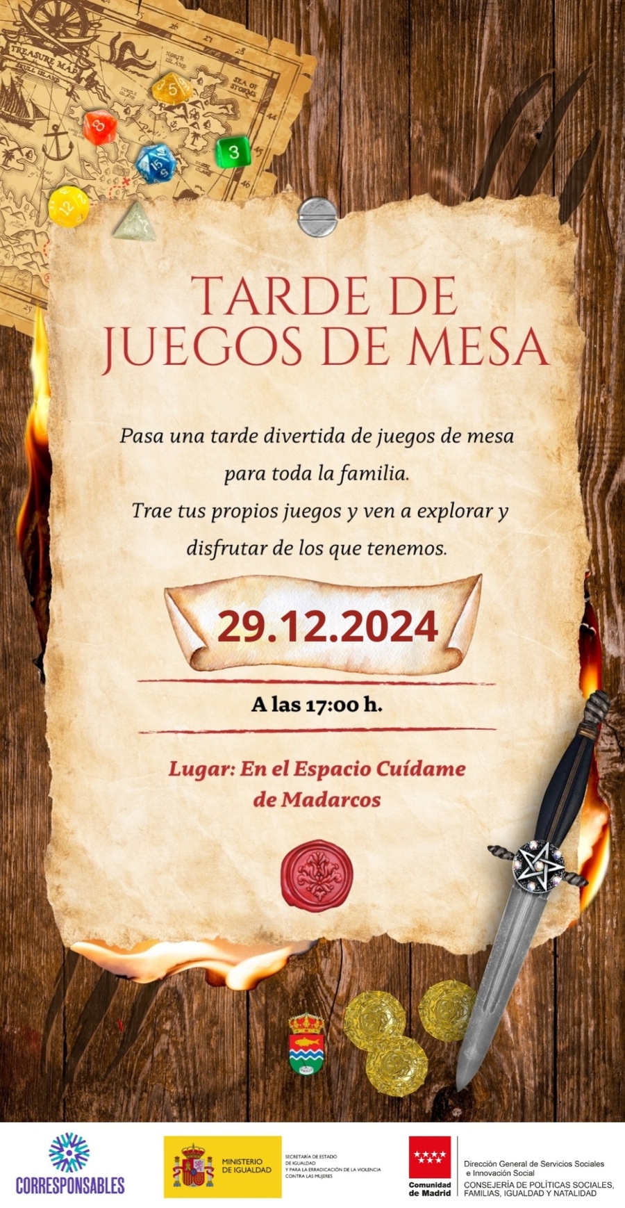 Cartel tarde de juegos de mesa