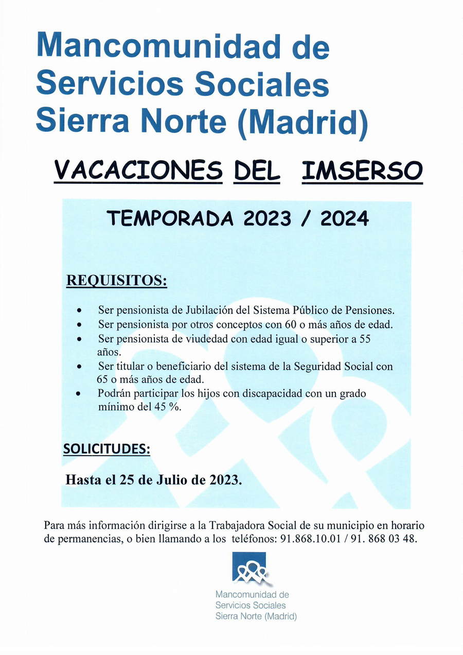 Cartel Vacaciones IMSERSO